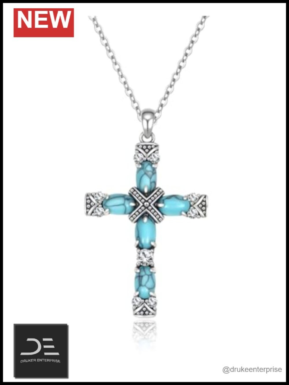 Genuine Turquoise Necklace 925 Sterling Silver Western Pendant